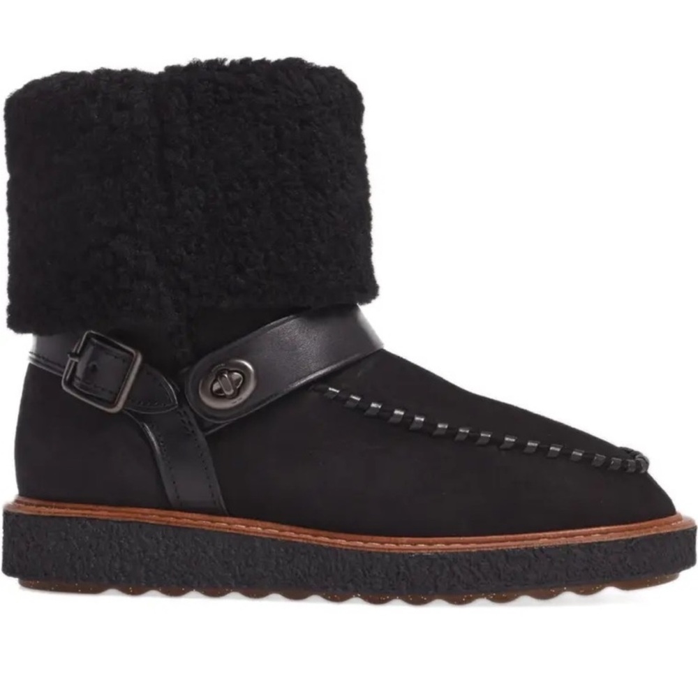 COACH
Shearling Moto Boots. Black. Size 7. NWOB